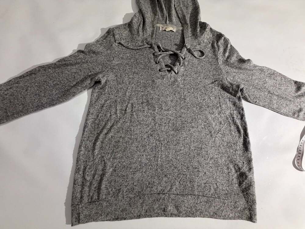 Republic Hoodie Gray Size XL Soft Lace-Up Cozy Oversized Y2K Minimal